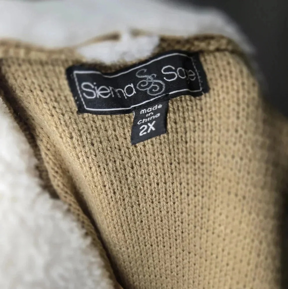 Sienna and Sage Shearling Suade Open Cardigan Size 2XL - Picture 4 of 10